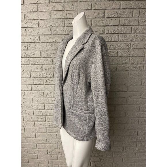 Lands End Women Gray One Button Chevron Pattern Jacket Size L - Picture 3 of 8